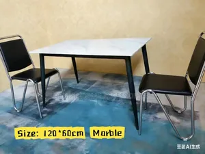 Marble-Effect Dining Table Size 120cm X 60cm. (With 2 Chairs)