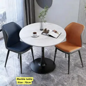 Tulip-Base Round Table Paired With Ergonomic Wingback Dining 2-Chairs