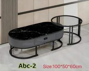 Top Black Nested Coffee Table Set (Abc-2) Two in One