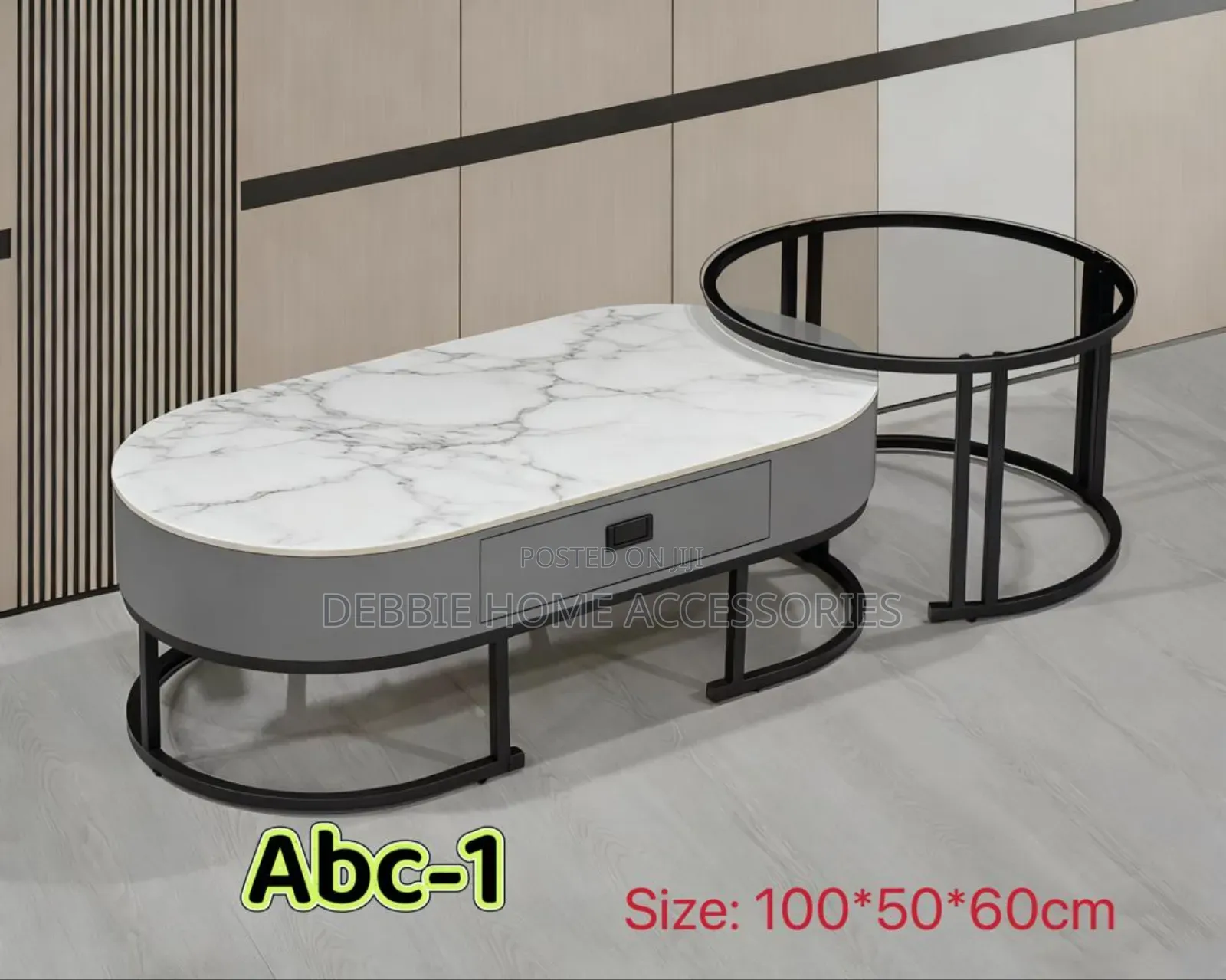 Nested Coffee Table Set 2 in 1( Top White Code:-Abc -01)
