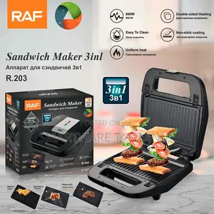 Raf R.203 Sandwich Maker 3-in-1 Waffle Panini Grill 800w Black