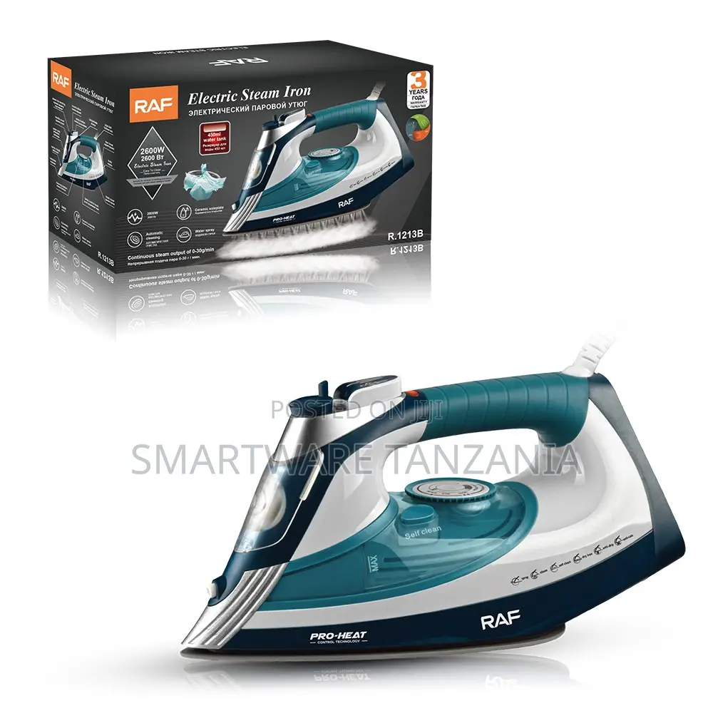 Raf Steam Iron R.1213b 2600w Self-Cleaning Ceramic Plate Teal