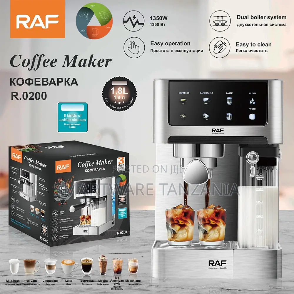 Raf R.0200 Espresso Coffee Maker 1350w Dual Boiler 1.8l Silver
