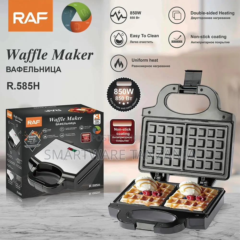 Raf Waffle Maker 850w R.585h Double Sided Non-stick Easy Clean