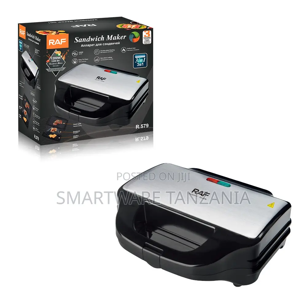 Raf Sandwich Maker 1200w R.579 3-in-1 Stainless Steel Multi Grill