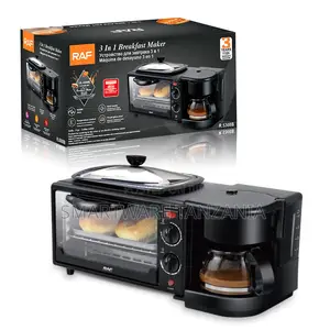 Raf 3-in-1 Breakfast Machine R.5308b Oven Griddle Coffee Black