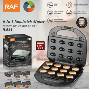 Raf 6-in-1 Sandwich Maker R.541 850w Multi Plate Waffle Donut