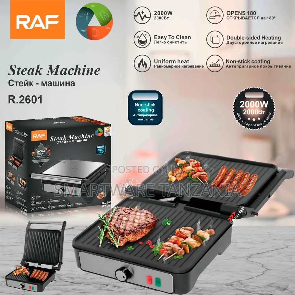 Raf Electric Grill R.2601 2000w Steak Press Panini Opens 180