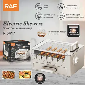 Raf Electric Skewer Grill R.5417 800w 11 Skewers 360 Rotate White