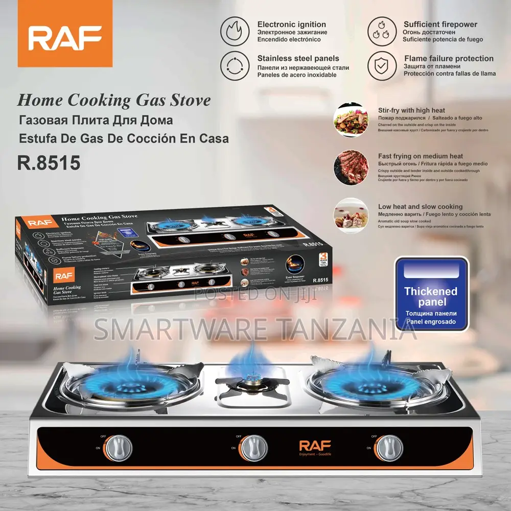 Raf 3 Burner Gas Stove Stainless Steel Home Cooking Range R.8515