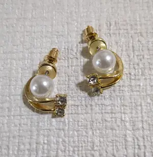 Pair of Gold-Toned Pearl Earrings