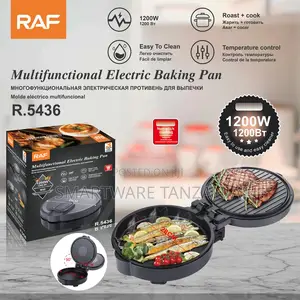 Raf 1200w Electric Grill Pan 2-Sided Non-Stick Roaster R.5436