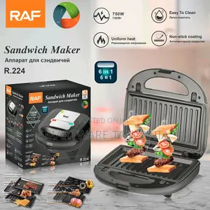 Raf 750w 6-in-1 Sandwich Maker Waffle Grill Panini Press R.224
