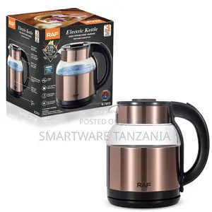 Raf Glass Kettle 1500w 2l Copper Band Cordless Electric Jug