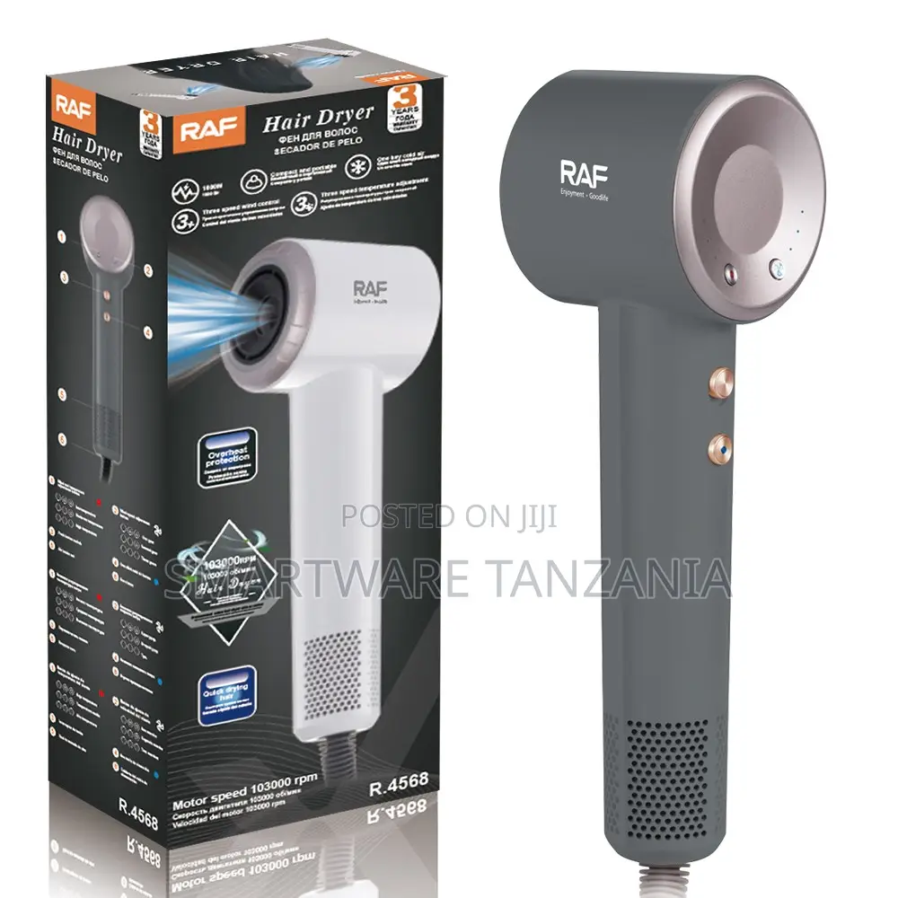 Raf Professional Hair Dryer 103000 Rpm Gray Travel Dryer 1600w