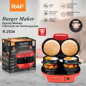Raf 1200w Double Burger Maker 2-in-1 Breakfast Sandwich Grill