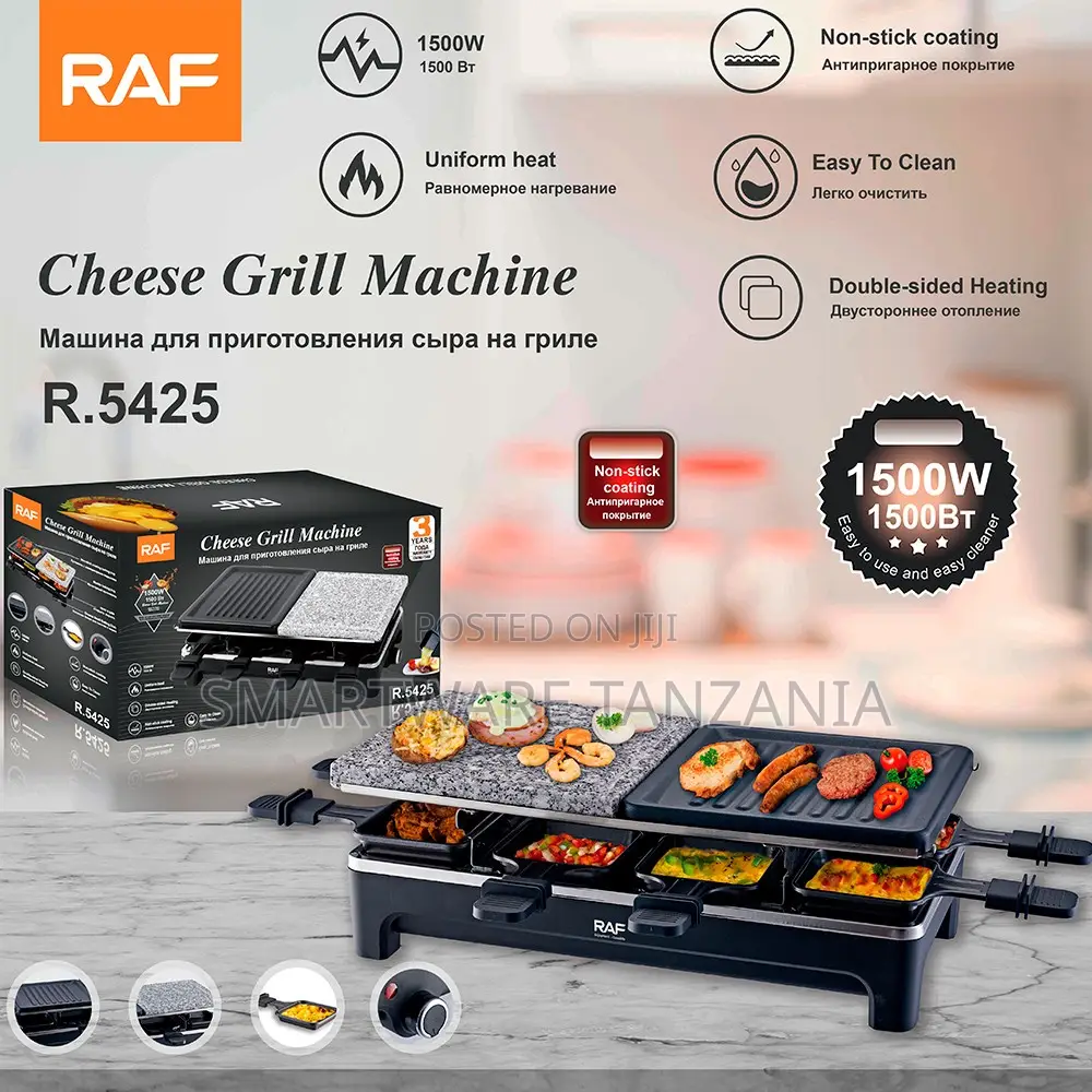 Raf Cheese Grill Machine 1500w Raclette Grill Stone Plate Non-Stick