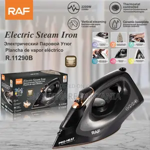 Raf Electric Iron 2200w R.11290b Ceramic Plate Vertical Steam Black