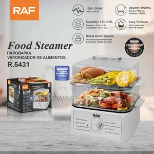 Raf Food Steamer 1000-1200w R.5431 Two Tier Electric Steam Cooker