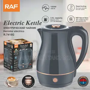 Raf Electric Kettle 1500w R.7415g 2.0l Gray Rapid Boil Swivel