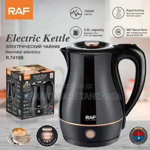 Raf Electric Kettle 1500w R.7415b 2.0l Black Fast Boil 360 Base