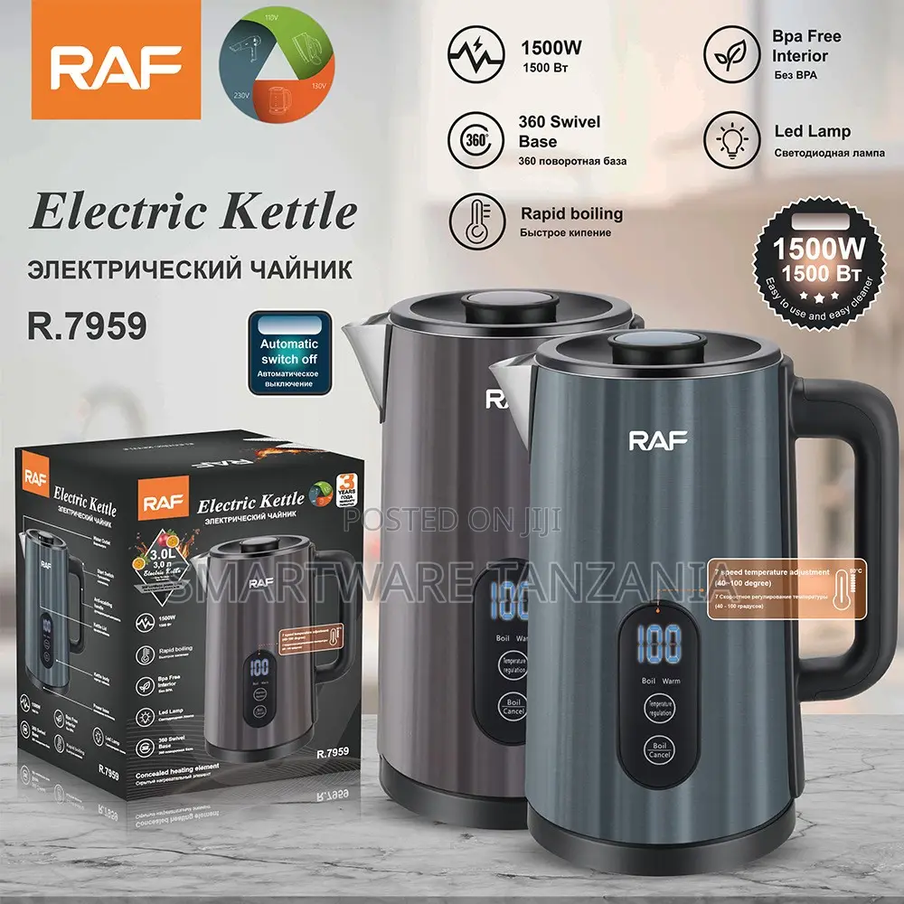 Raf Electric Kettle 1500w R.7959 3.0l Digital Temperature Control