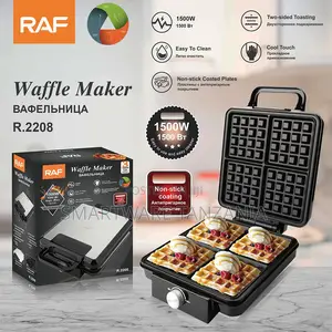Raf Waffle Maker 1500w R.2208 Belgian Waffle Iron Non-stick 4 Slot