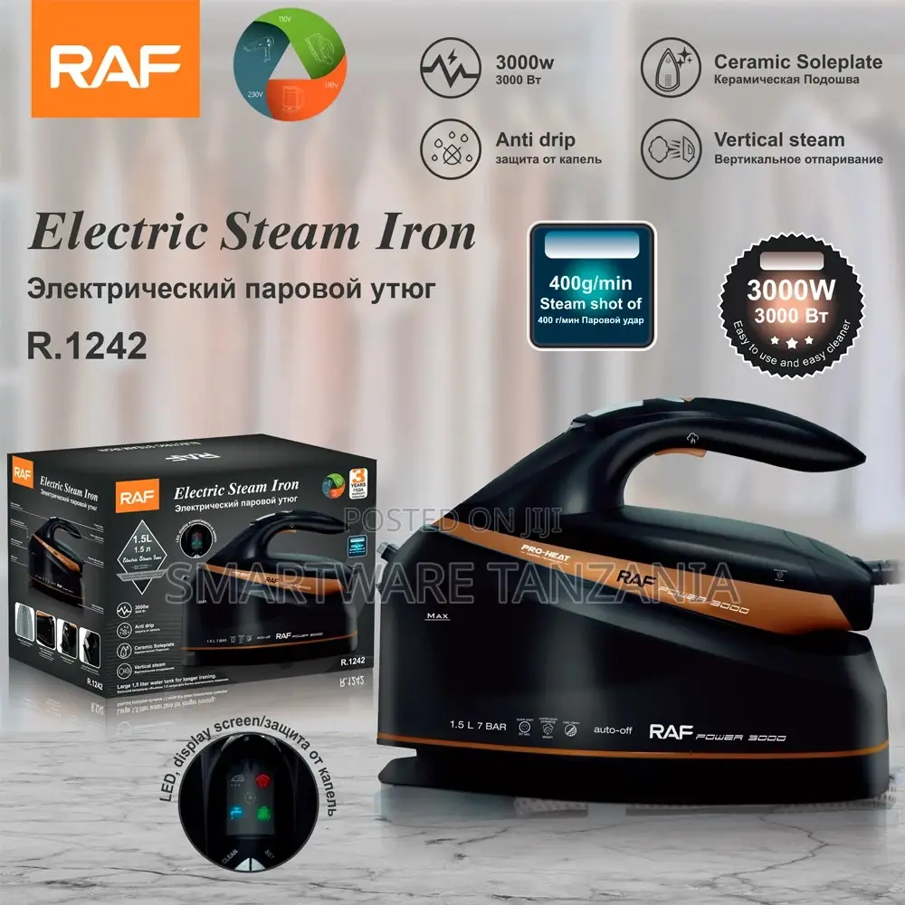 Raf Power 3000 Steam Iron Station 3000w Professional Black Orange