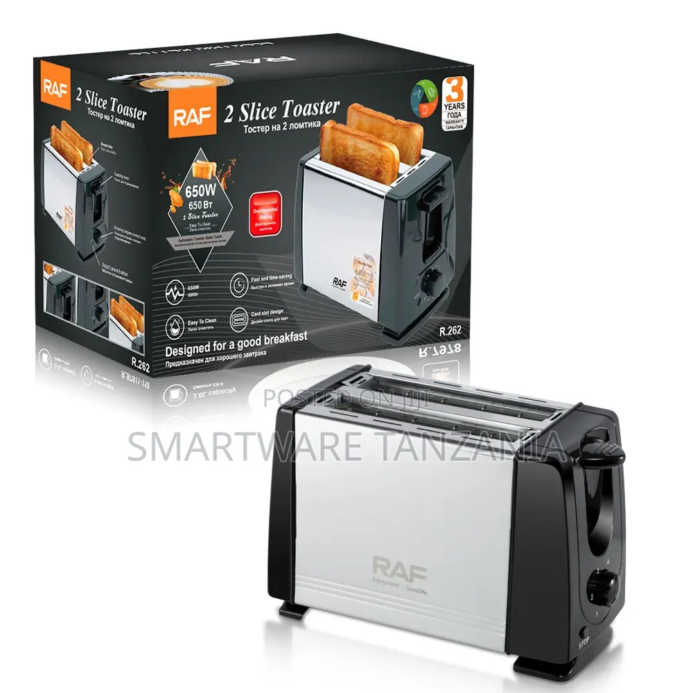Raf Compact 2-slice Toaster 650w Easy Clean Stainless Steel R.262