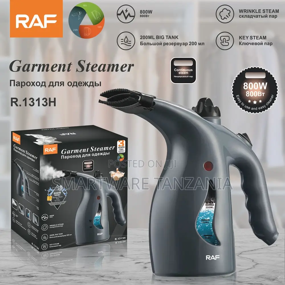 Raf Compact Garment Steamer 800w Gray 200ml Continuous Steam