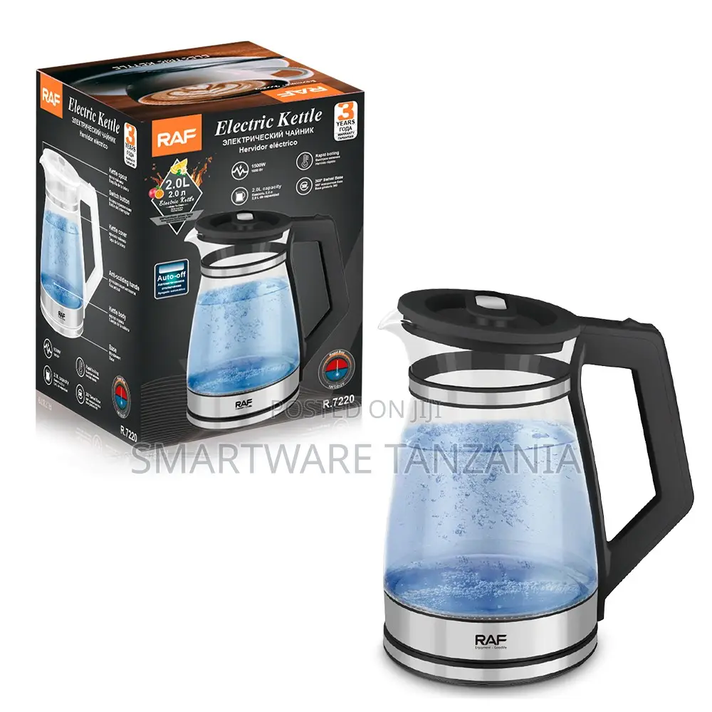Raf Led Glass Kettle 1500w 2l Illuminated Boil Auto-Shutoff