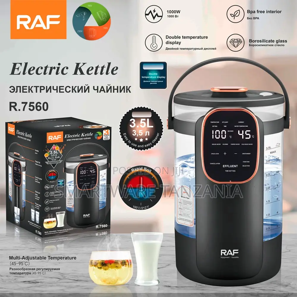 Raf Smart Electric Kettle 1000w 3.5l Digital Temperature Display