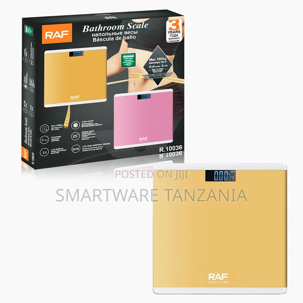Raf Yellow Bathroom Scale 180kg Led Auto-on Temperature R.10036