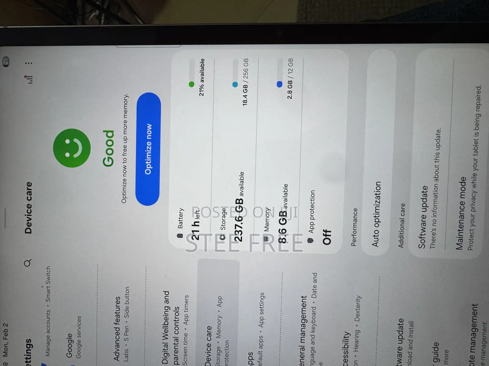 Samsung Galaxy Tab S9 FE+ 256 GB Gray