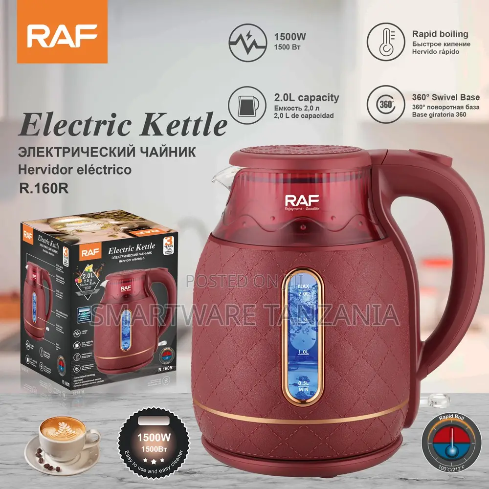 Raf Electric Kettle R.160g - 2l Glass Kettle Quilted Pattern