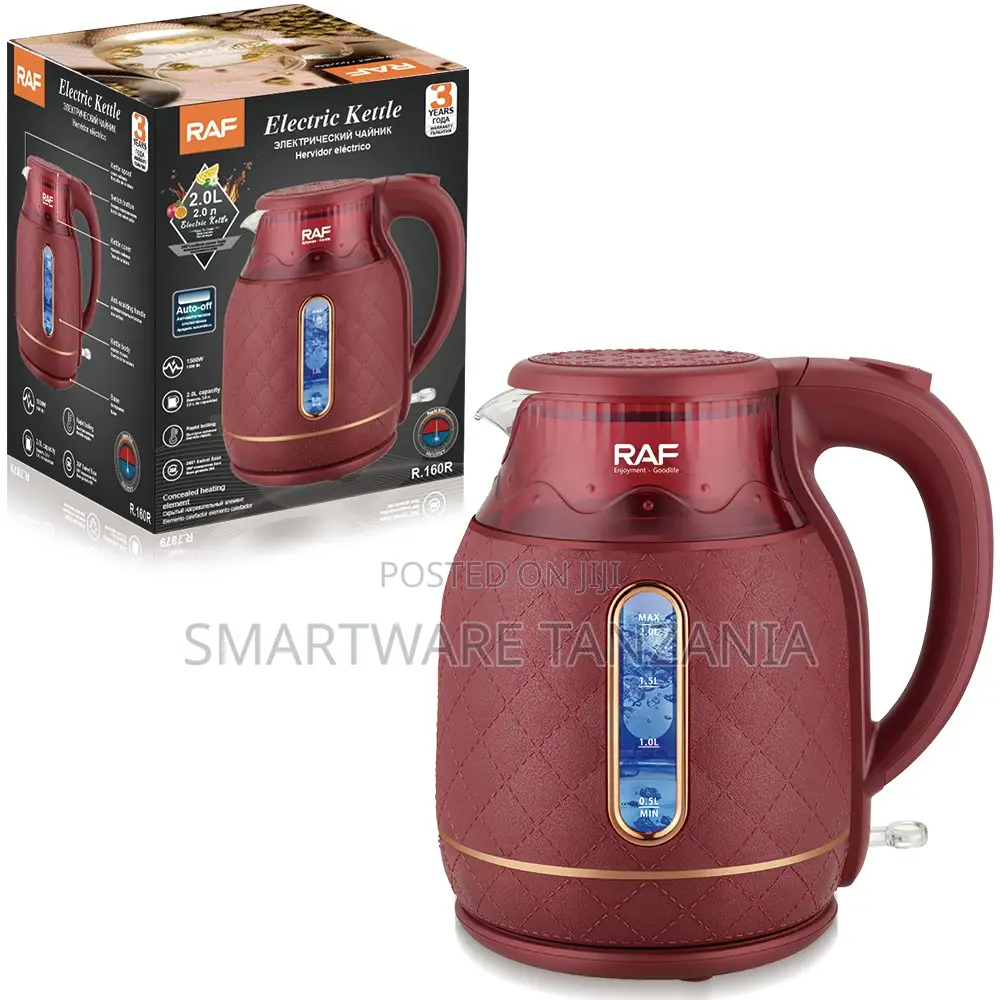 Raf Electric Kettle R.160r - 2l Burgundy Quilted Kettle Led