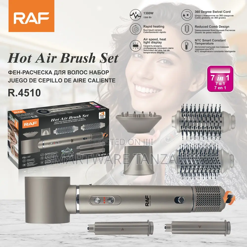 Raf R.4510 Hot Air Brush Set 1300w - 7-in-1 Hair Dryer Styler
