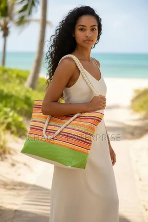 Beach Summer Tote Bag Made of Cotton or Jute With Rope Handles.