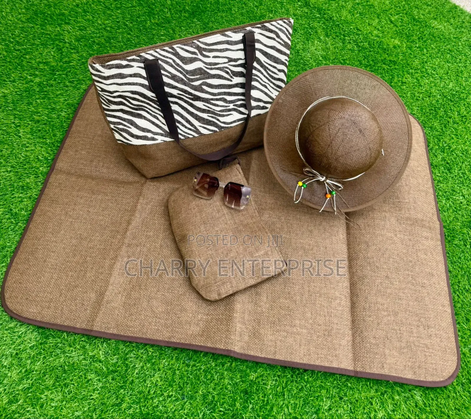 Full Set of 5pc Kofia/ Cap Glasses Pochi Ndogo Beach Summer Bag Carpet