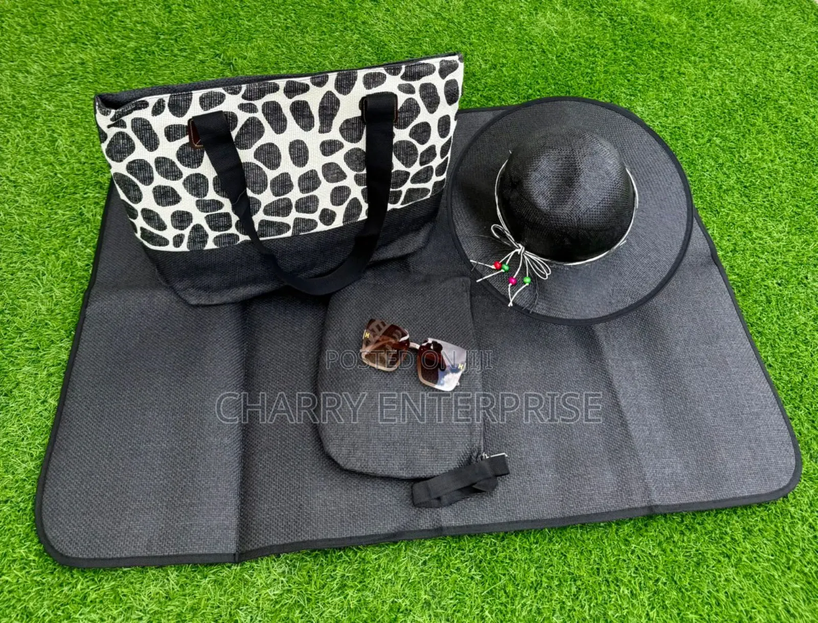 Full Set of 5pc Kofia/ Cap Glasses Pochi Ndogo Beach Summer Bag Carpet