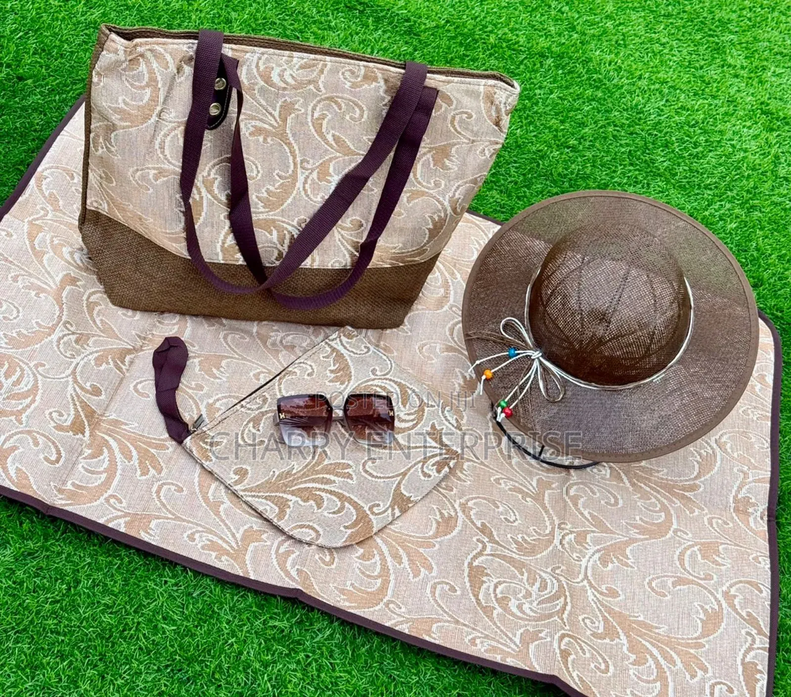 Full Set of 5pc Kofia/ Cap Glasses Pochi Ndogo Beach Summer Bag Carpet