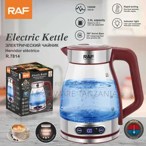 Raf R.7814 Glass Kettle 1500w 2l Digital Display Rapid Boil Red