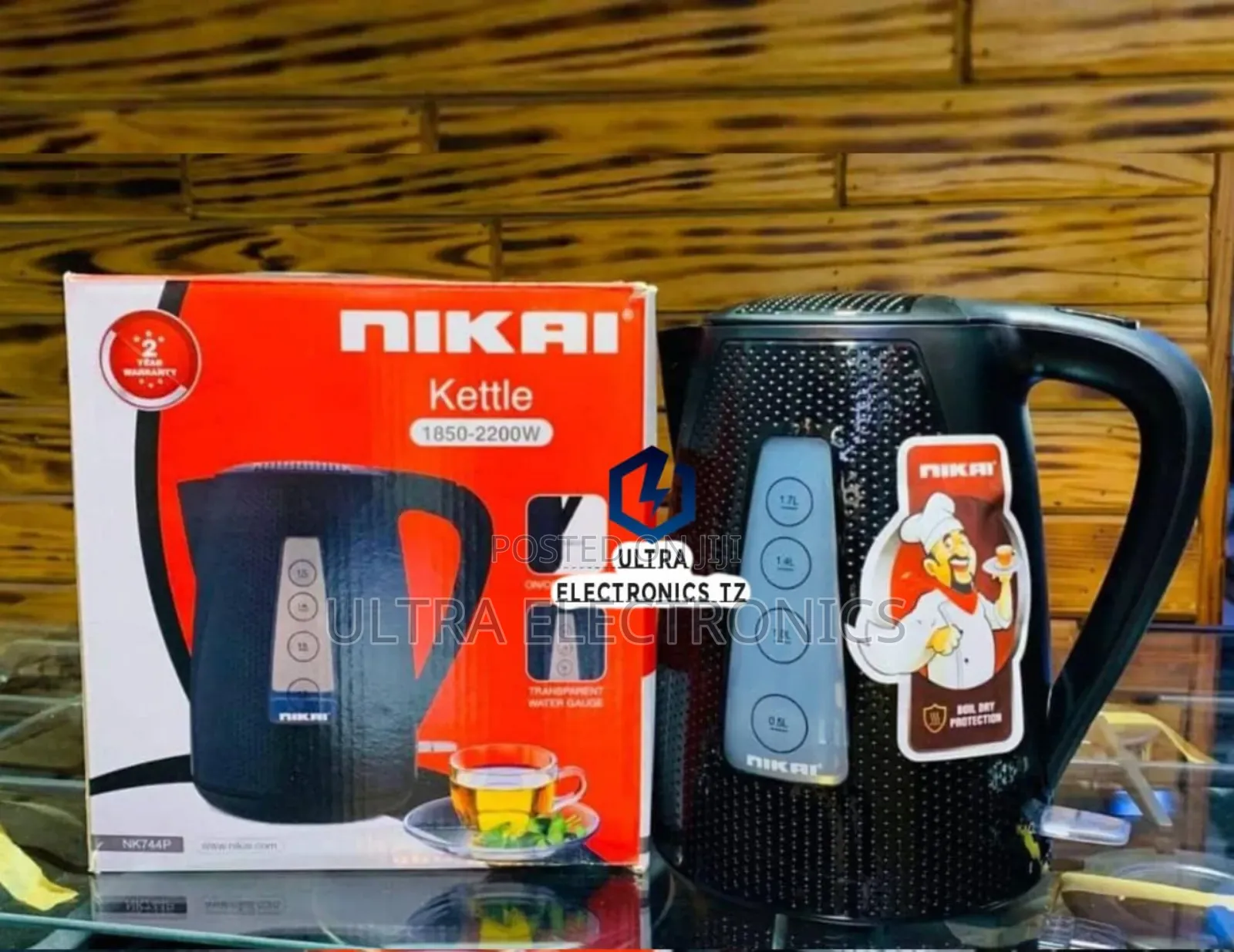 Original Nikai Electric Kettle Model: Nk744p 1.7 Liters 1850-2200w