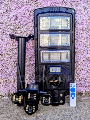 “See Clearly, Stay Safe Solar CCTV Light” 450w + 4g 3 Lens Camera
