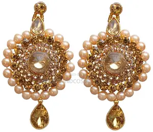 Pair of Gold-Toned Indian Earrings