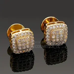 Pair of Gold-Plated Cube Stud Cufflinks