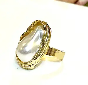 Gold-Plated Pearl Ring