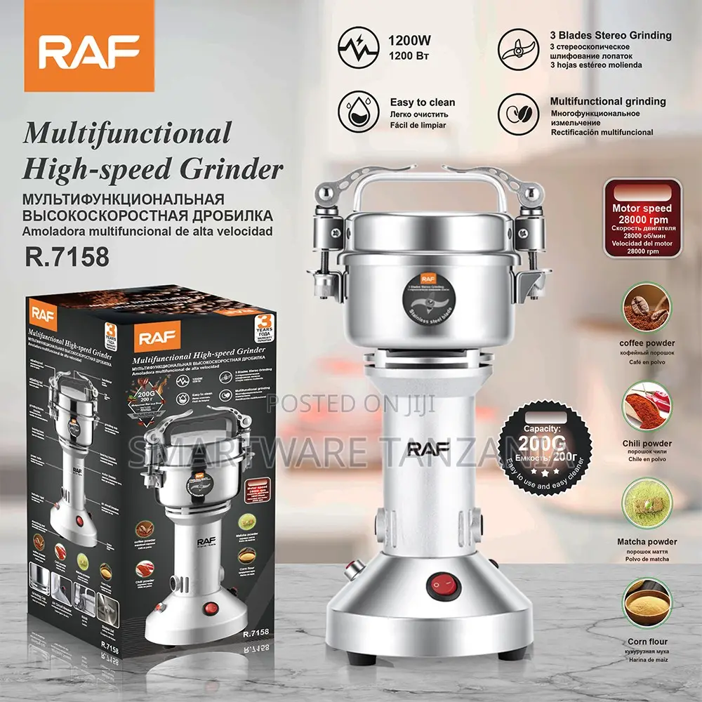 Raf R.7158 Grain Grinder 1200w 200g 28000rpm 3-Blade Steel Coffee