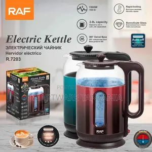 Raf R.7203 Electric Kettle 1500w 2l Glass Borosilicate 360 Swivel