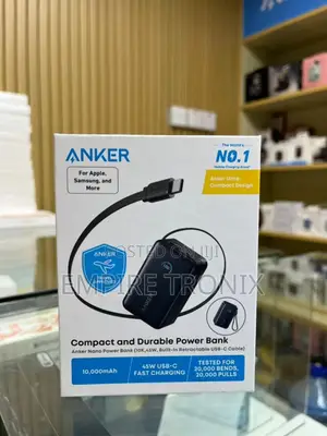 Anker Nano Power Bank (, 45w, Built-in Retractable Usb-C Cable)